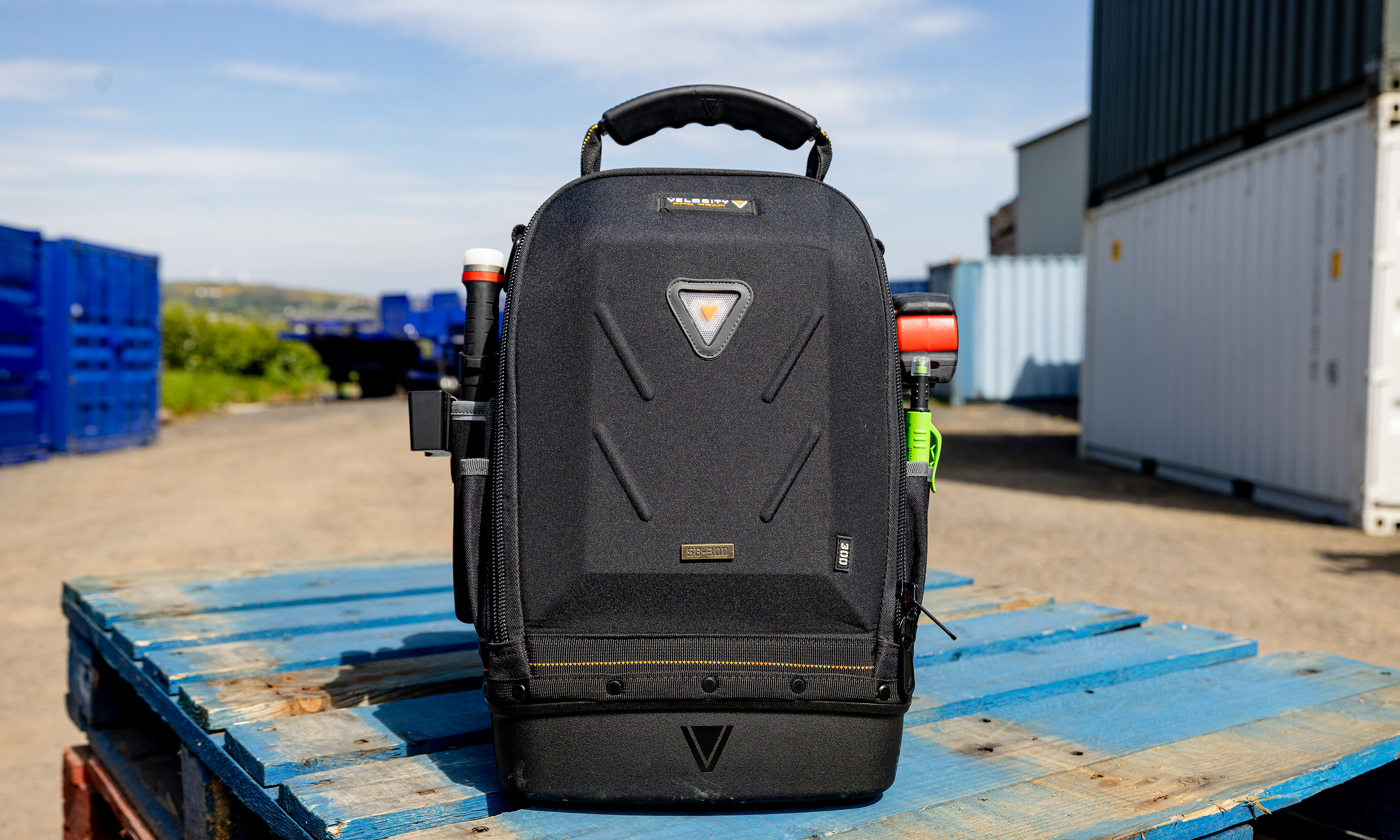 Velocity Stealth 300 Service Bag closed, on top of a blue pallet